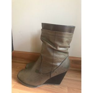 Olivia Miller Leather Wedge Booties